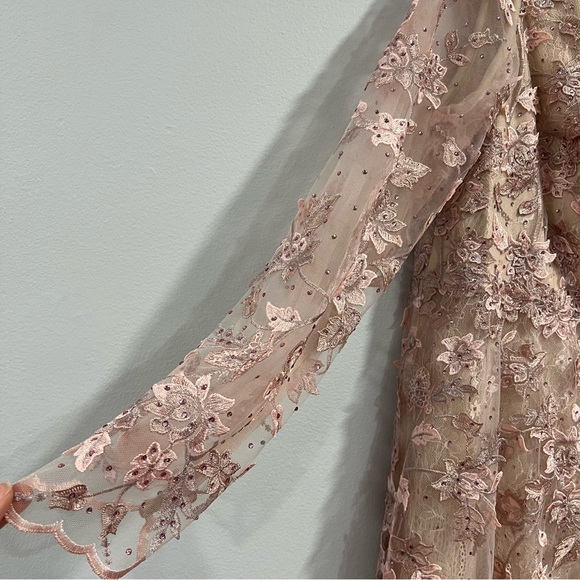 Mac Duggal Long Sleeve Lace Dress in Blush Pink - Picture 10 of 16